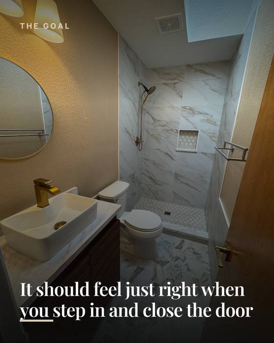 Slide 5 of 7: a slide from a Fratelli Remodel carousel about planning a toilet room