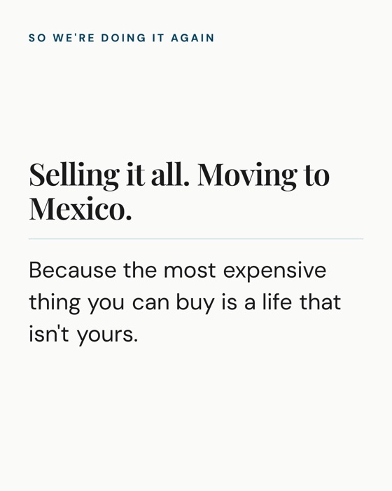 Slide 9 of 10: a slide from a Their Happy Trails carousel about selling everything for a life on the road